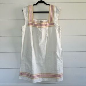Faherty White Dress with Pink and Yellow Stripes